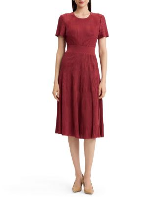 Fit & Flare Tonal Ribbed Soft Knit Midi Dress