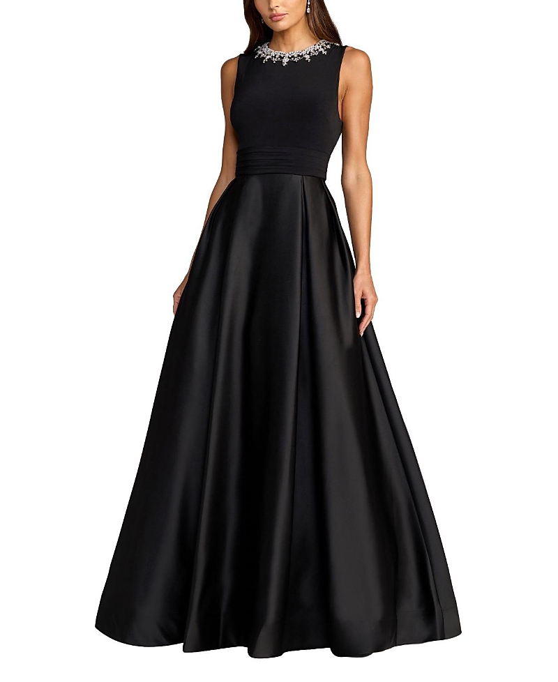 Mac Duggal Petite Embellished High Neck Sleeveless A Line Gown