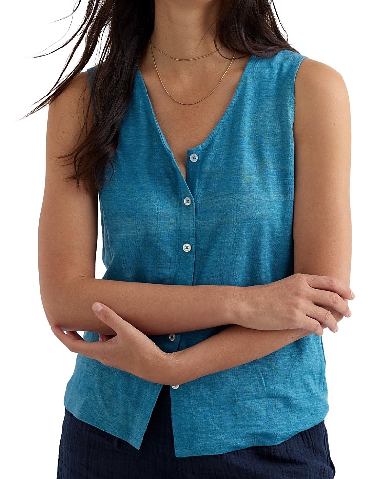 Seasalt Cornwall Carn Glaze Linen Button-Through Vest