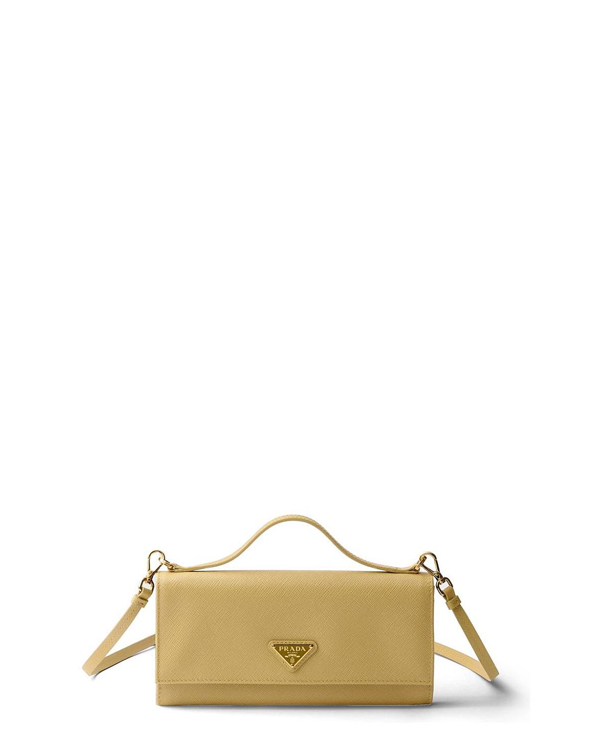 Prada Saffiano Leather Wallet With Shoulder Strap