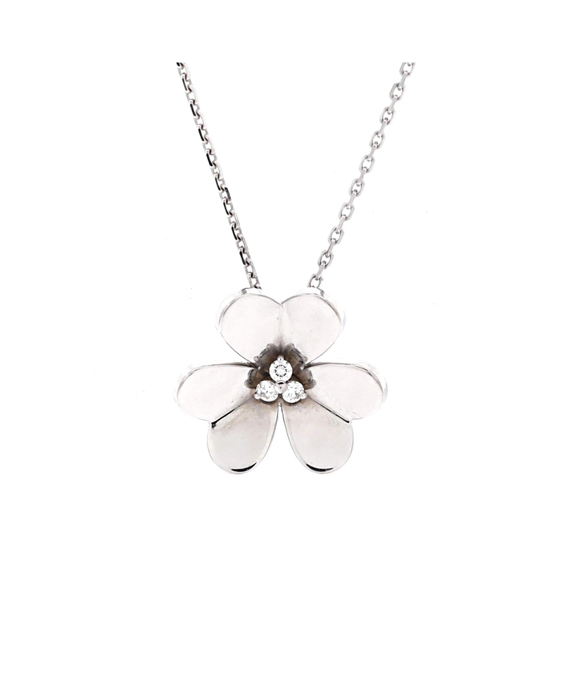 Pre-Owned Van Cleef & Arpels Large Frivole Pendant Necklace 18K White Gold with Diamonds, 16.25