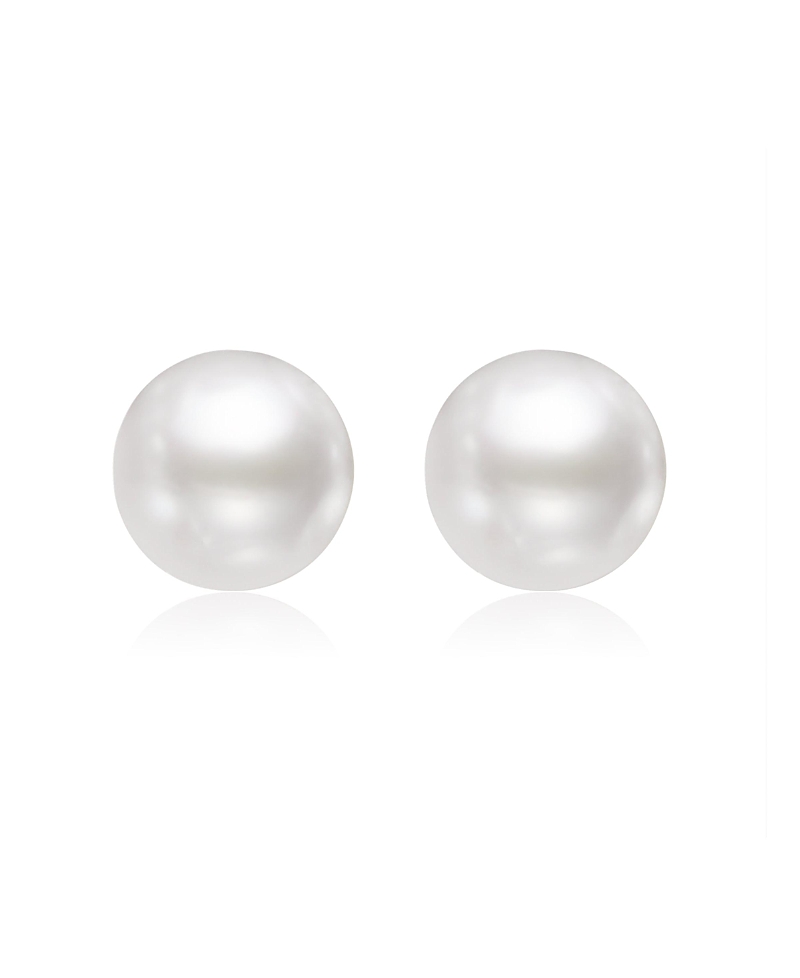 Miss Circle Freshwater Pearl White Gold Vermeil Studs