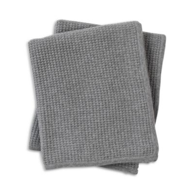 Sofia Cashmere Thermal Knit Throw In Gray