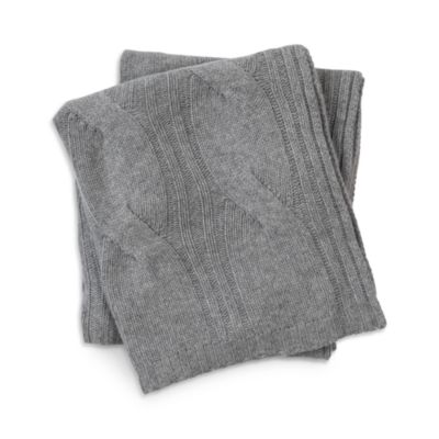 Sofia Cashmere Cable Knit Throw Blanket In Gray