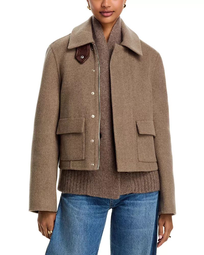 Brandon Maxwell Wool Remi Funnel Neck Jacket