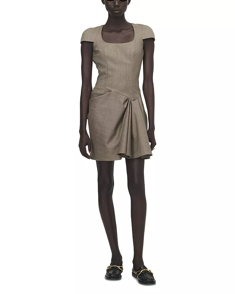 McQueen Square Neck Wool Dress