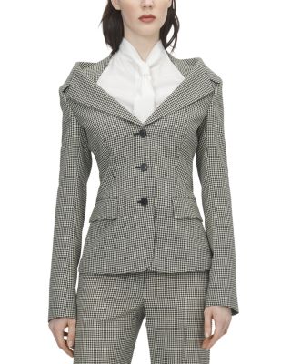 Gingham Off-the-Shoulder Harness Jacket