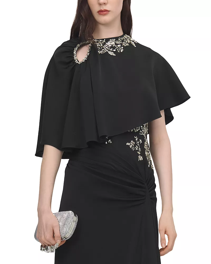 McQueen Bugle Bead & Crystal Cape