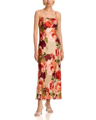 Printed Satin Cowl Neck Dress - Exclusive