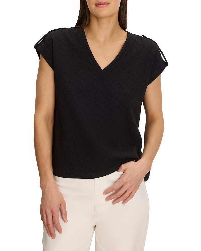Nzt By Nic+Zoe Lace Knit Cap Sleeve Tee