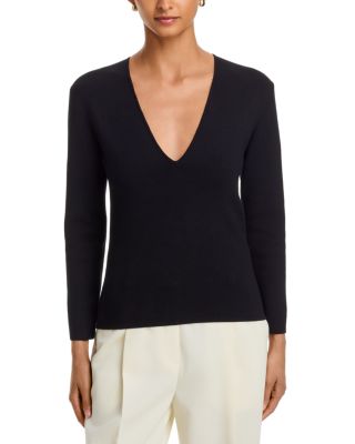 Compact Knit V Neck Top