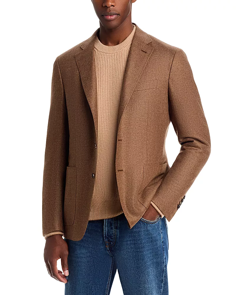 Canali Kei Wool & Silk Twill Unstructured Trim Fit Sport Coat