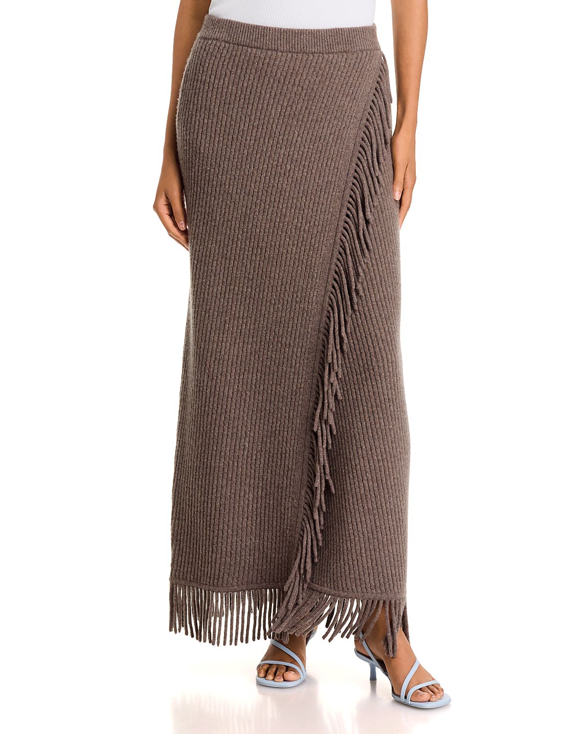 Simkhai Casey Wool and Cashmere Fringe Midi Skirt