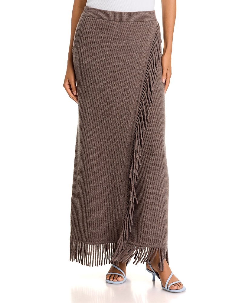 Simkhai Casey Wool and Cashmere Fringe Midi Skirt