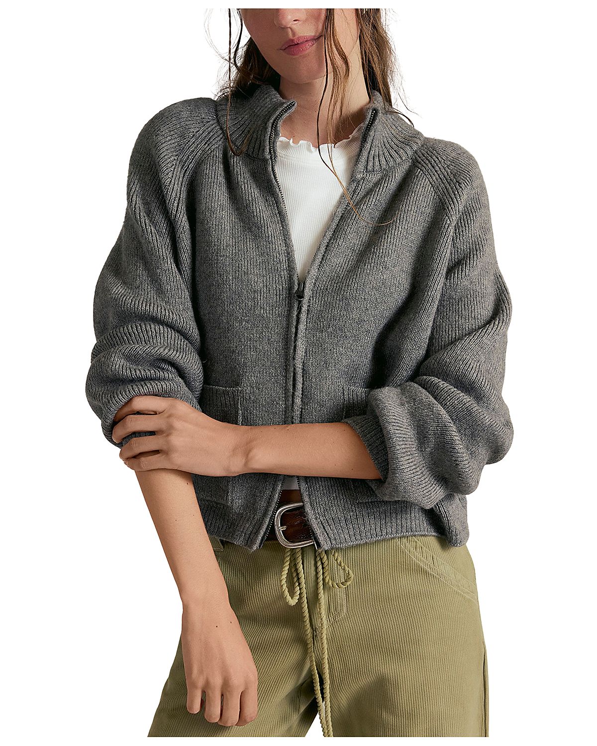 Free People Wtf On It Half Zip Collared Sweater