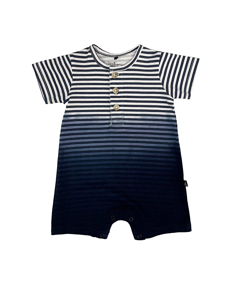 Deux par Deux Boys' Short Sleeve Gradient Stripes Organic Cotton Romper - Baby