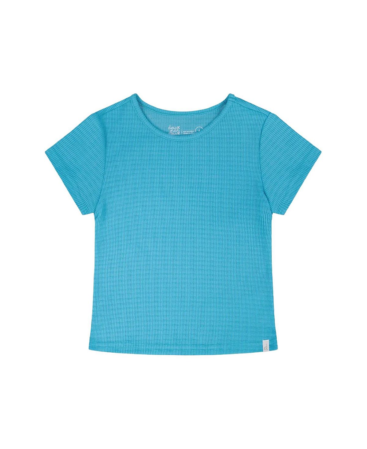 Deux par Deux Girls' Relaxed Straight Fit Crinkle Jersey Short Sleeve T-Shirt - Little Kid
