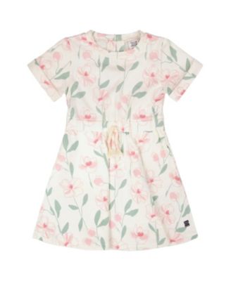  Girls' French Terry Flowers Short Sleeve Dress - Little Kid