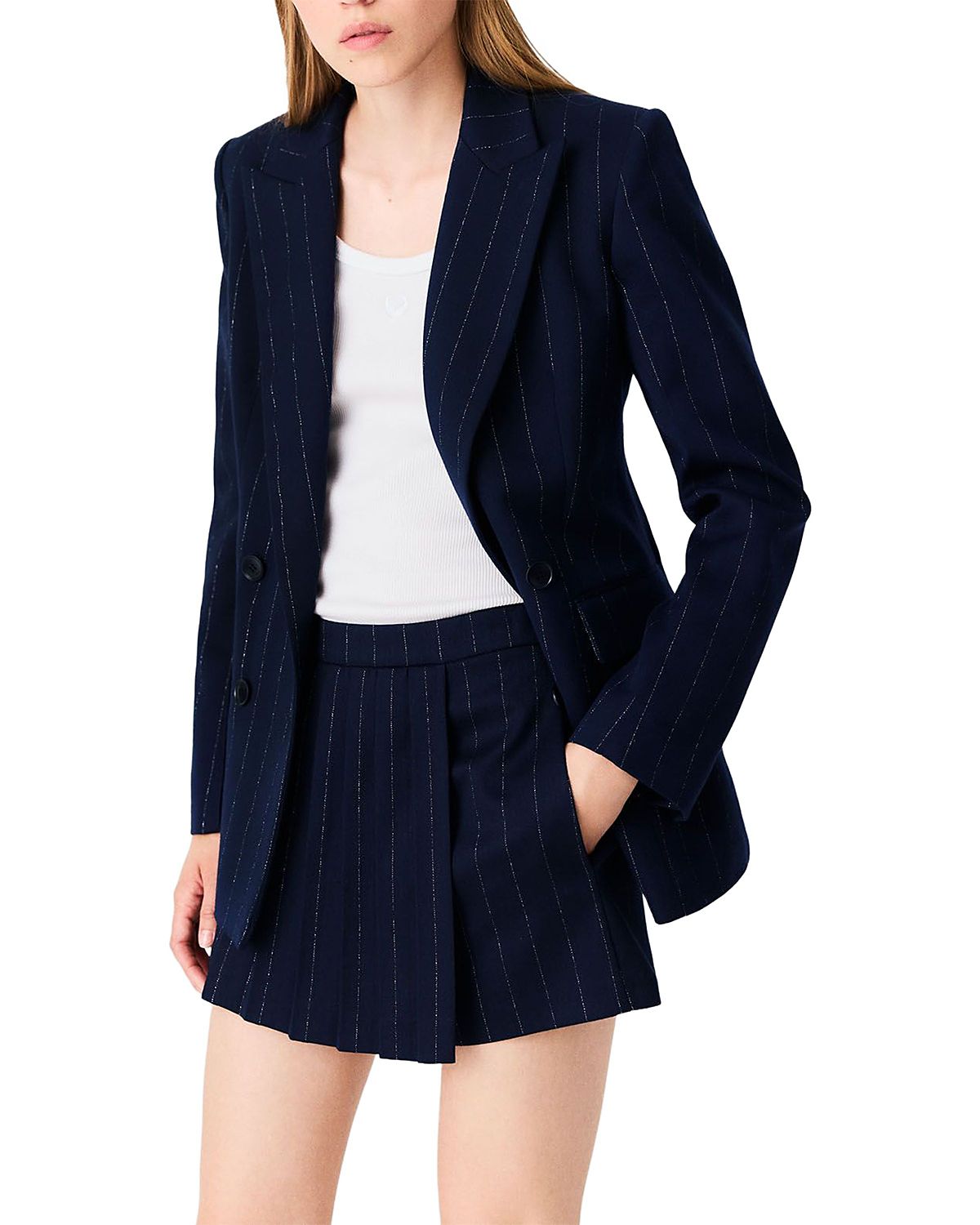 Maje Tailored Lurex Stripe Shorts