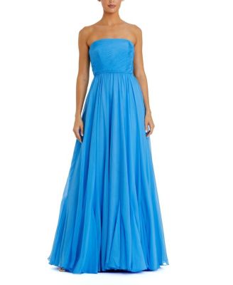  Strapless Chiffon Gown With Braided Belt