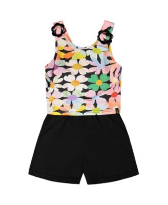 Girls' Sleeveless Jersey Flowers Jumpsuit - Little Kid