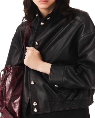 Leather Funnel Neck Jacket - thumbnail 7