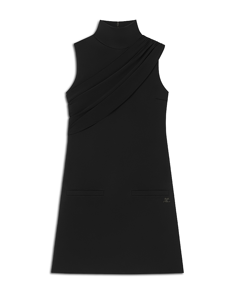 Courreges Drape Front High Neck Dress