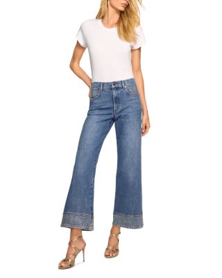 Cropped Lea High Rise Embellished Jeans in Rhinestone - thumbnail 2