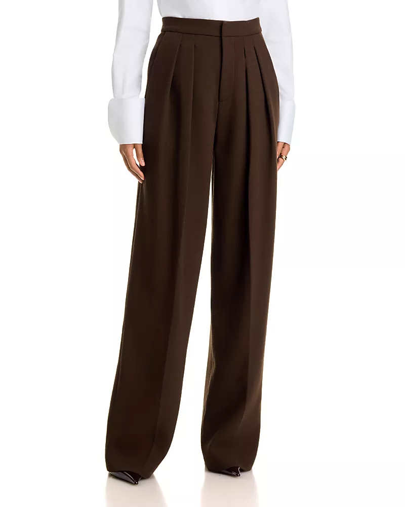 Sergio Hudson Wool Crepe Pleated Pants