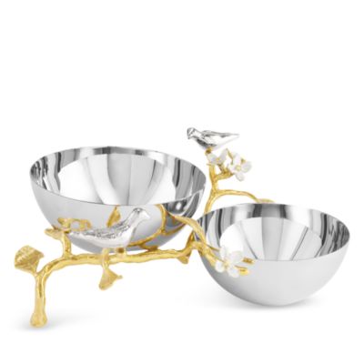 Lovebirds Silver & Gold Double Dish