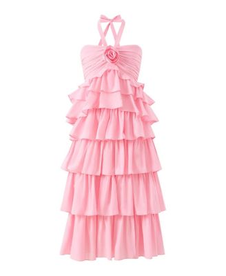  Girls' Ellie Cotton Frill Maxi Dress - Little Kid, Big Kid