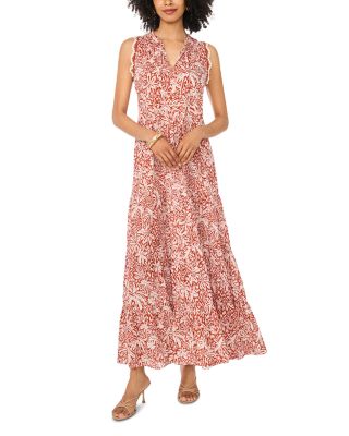 Sleeveless Tiered Maxi Dress with Combo Crochet Lace Trim
