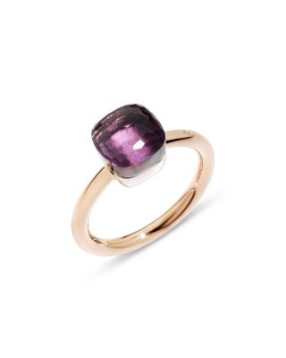 18K White & Rose Gold Nudo Amethyst Cushion Petite Solitaire Ring