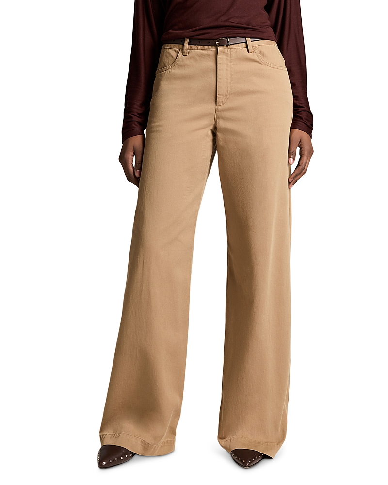 Vince Washed Cotton Mid Rise Wide Leg Pants