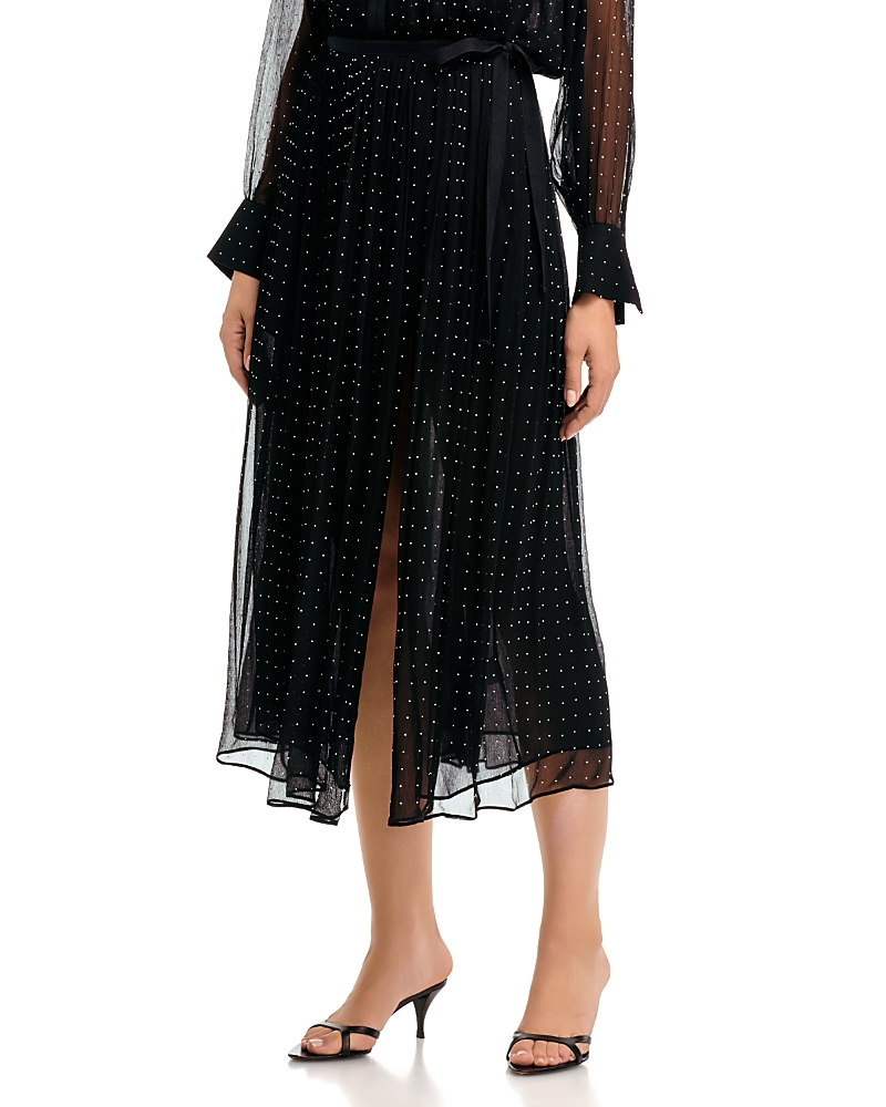 Vince Embellished Dot Sheer Gathered Skirt