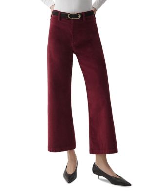 Penny Cropped Wide Leg Jeans in Deep Crimson