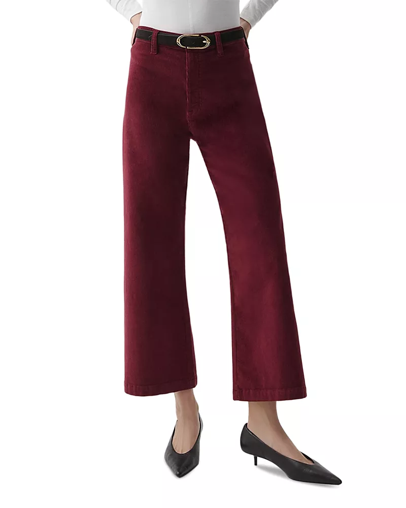 Pistola Penny Cropped Wide Leg Jeans in Deep Crimson