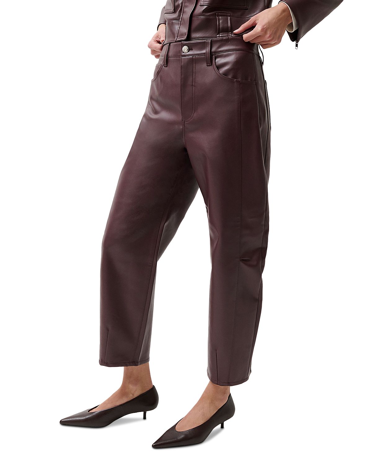 Pistola Eli High Rise Faux Leather Crop Jeans