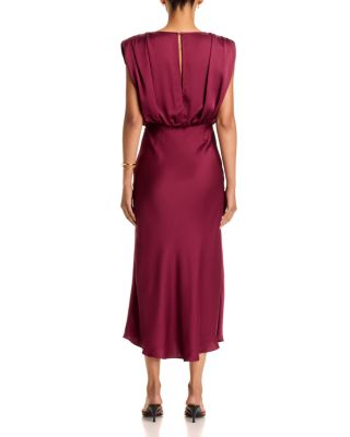 Flora Sleeveless Blouson Silky Satin Dress - thumbnail 4