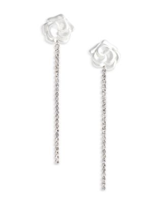 Imitation Pearl Flower Crystal Droplet Earrings