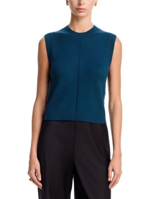 French Connection Babysoft Vertical Tick Crewneck Sleeveless Top