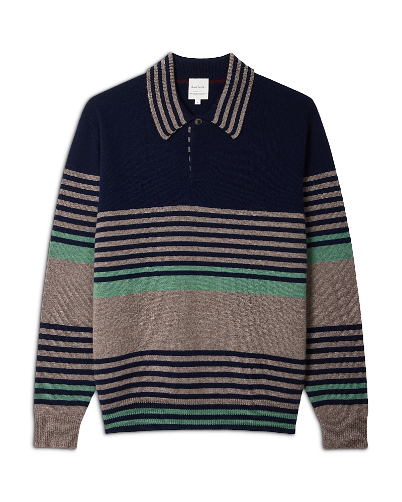 Paul Smith Cashmere Stripe Polo Sweater