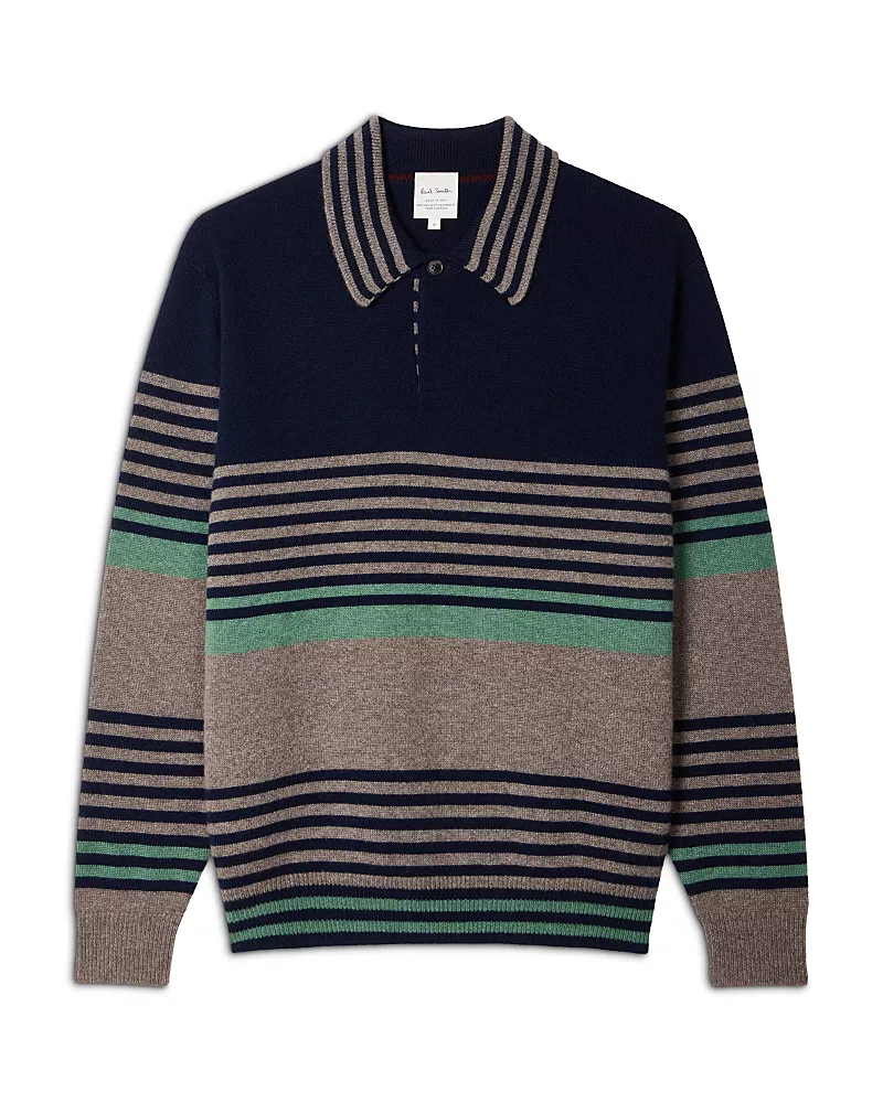Paul Smith Cashmere Stripe Polo Sweater