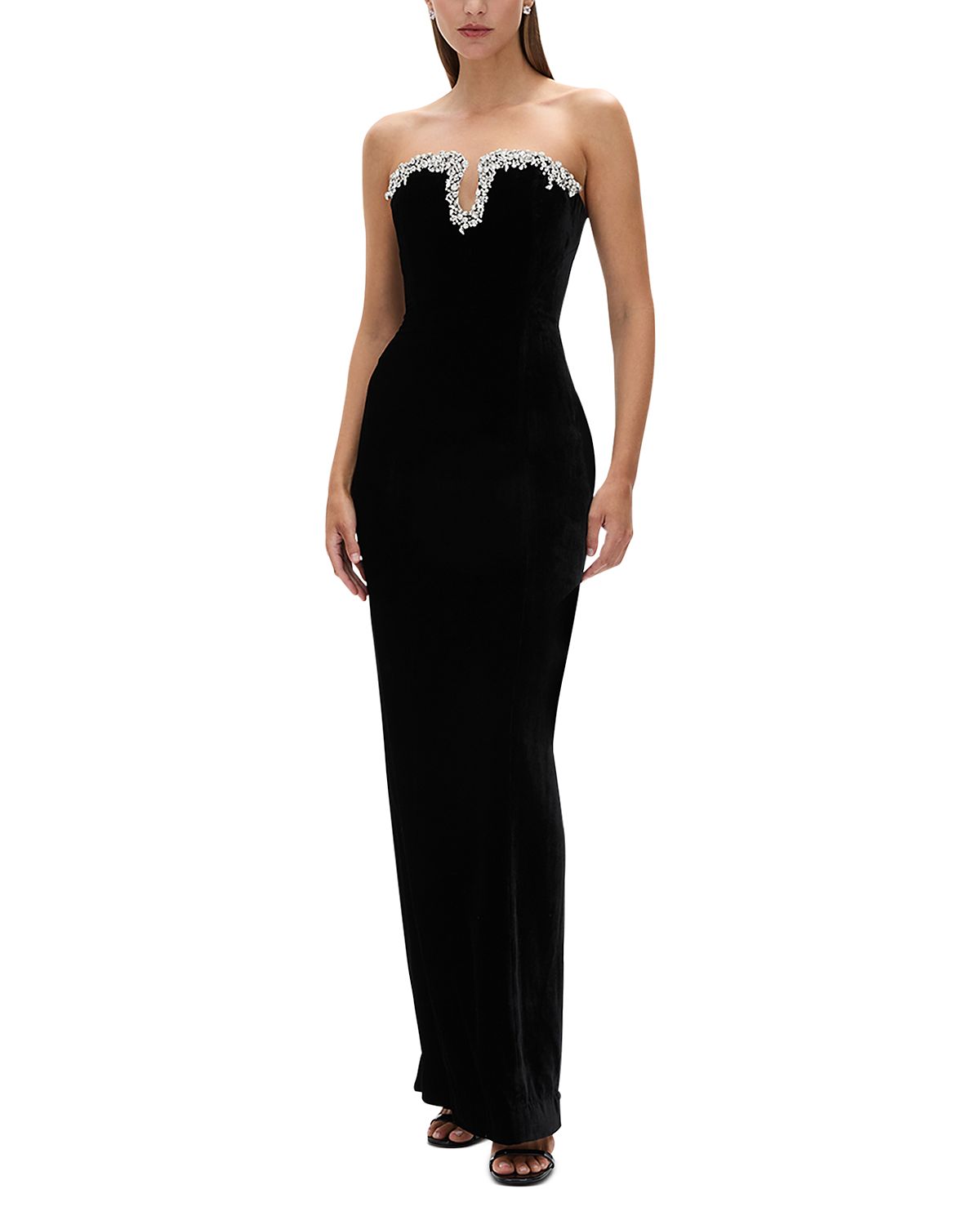 Rachel Gilbert Claudine Embellished Notch Neck Gown