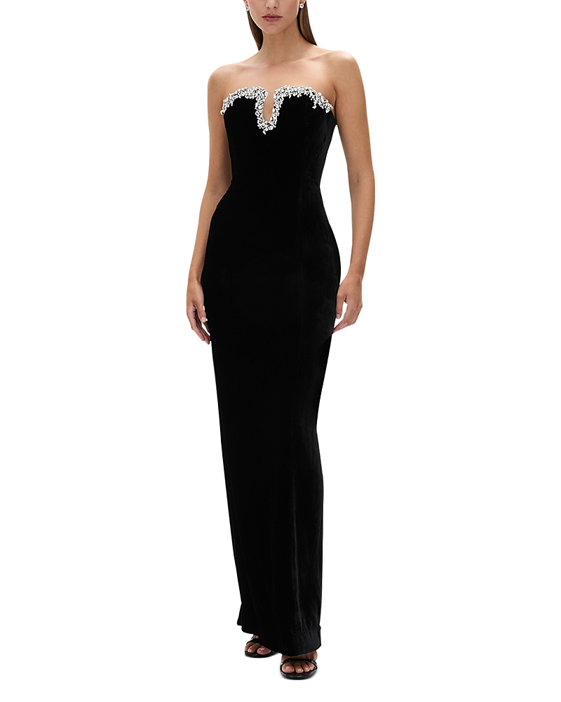 Rachel Gilbert Claudine Embellished Notch Neck Gown
