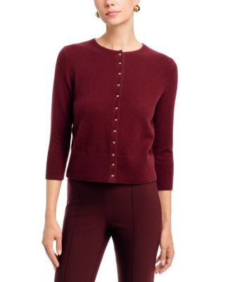 Wool Cashmere Blend Crewneck Cardigan