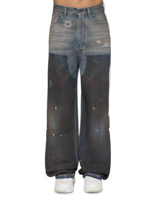 Baggy Fit Faded Carpenter Jeans in Dark Dust