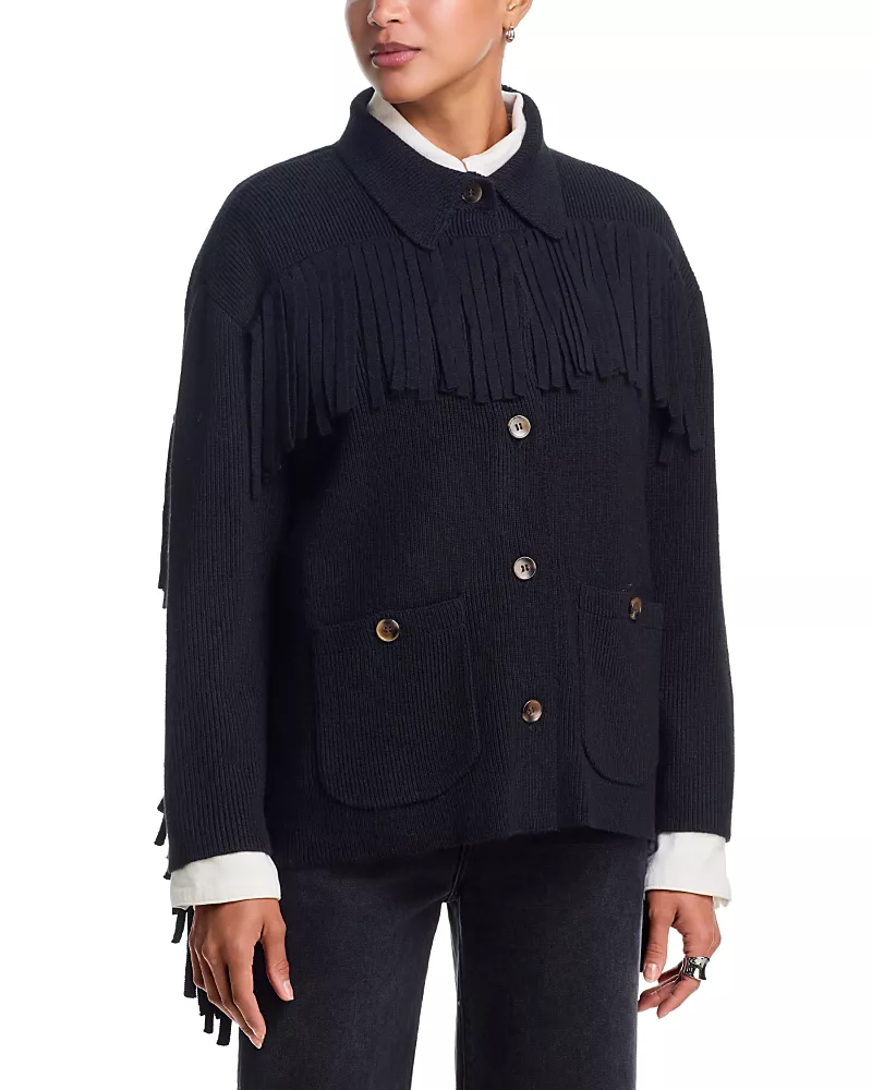 The Great. The Western Fringe Sweater Jacket