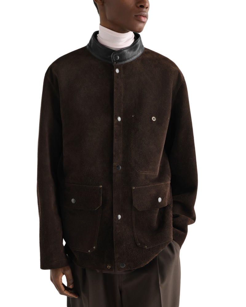 Lemaire Brushed Suede Leather Welder Jacket in Ganache