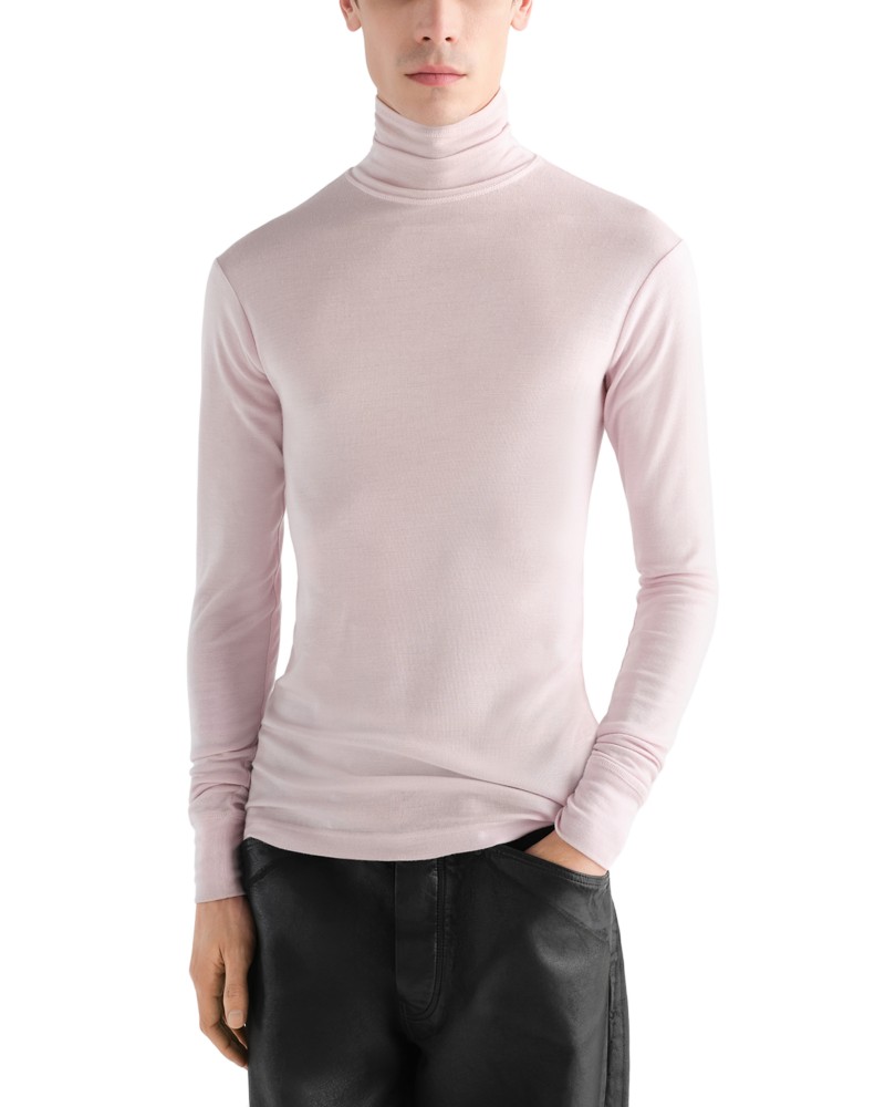Lemaire Wool Blend Turtleneck Shirt in Petal